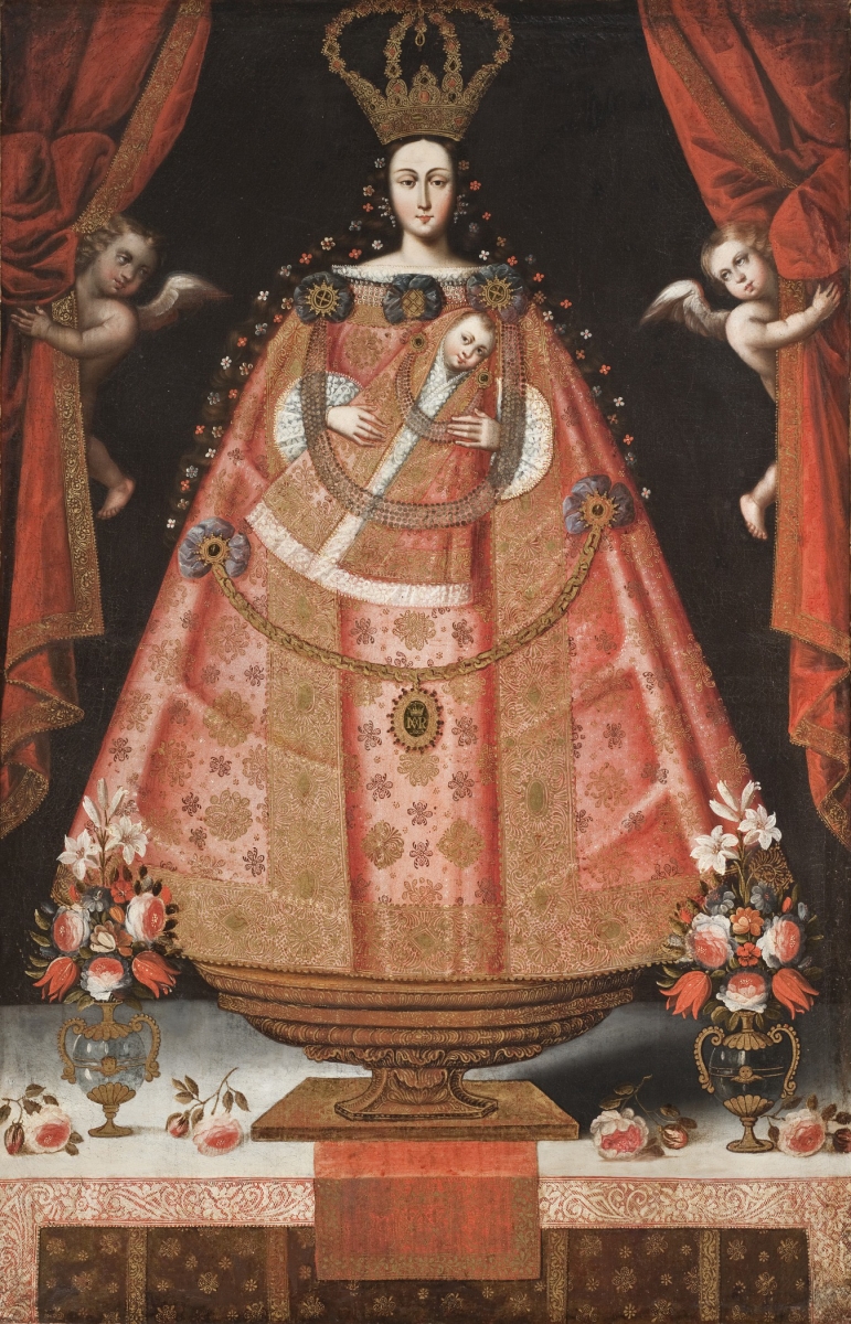 Unknown, Cuzco School, c. 1700-1720
Virgin of Bethlehem (Virgen de Bel&amp;eacute;n)
oil on canvas
framed:
71 x 47 1/4 x 3 1/2 inches
(180.34 x 120.02 x 8.89 cm)&amp;nbsp;
Collection of Los Angeles County Museum of Art;&amp;nbsp;Gift of Eunice and Douglas Goodan