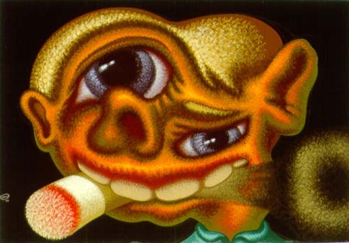 Peter Saul

Smoking head, 1987

acrylic on paper

27 x 39 inches

(69 x 99 cm)
