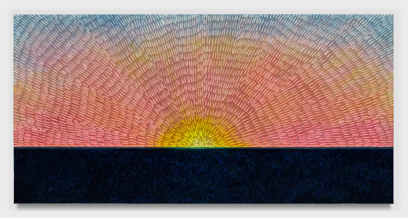 Jennifer Guidi, Bright Horizon (Painted Sand Horizon SF #3P, Blue-Pink-Orange-Yellow Sunrise Gradient), 2021