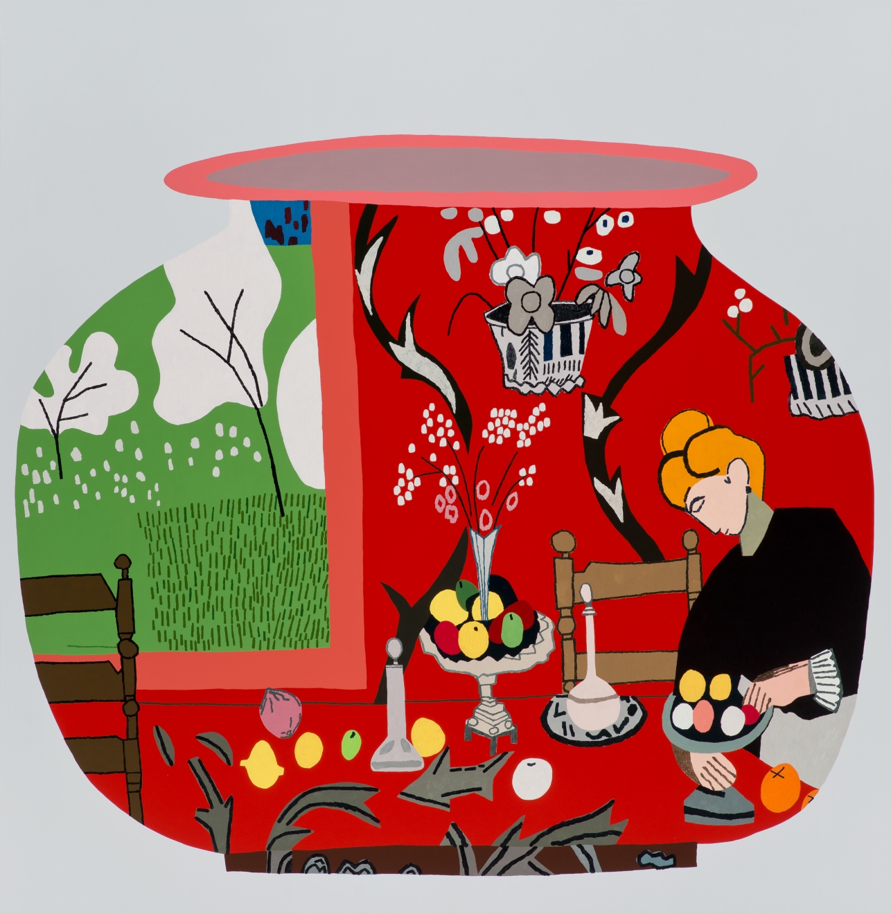 Jonas Wood Red Interior Pot, 2015