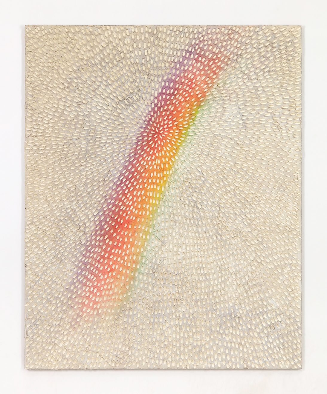 Jennifer Guidi White Rainbow A (Painted White Sand SF #3F, Natural Ground, White and Rainbow), 2017